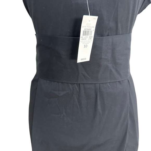 Ann Taylor Low Scoop Sleeveless Belted Top Black Size 10 NWT RETAIL $68.00 - Picture 3 of 8